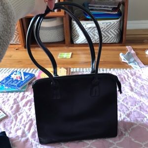 Black leather FURLA handbag with shoulder straps